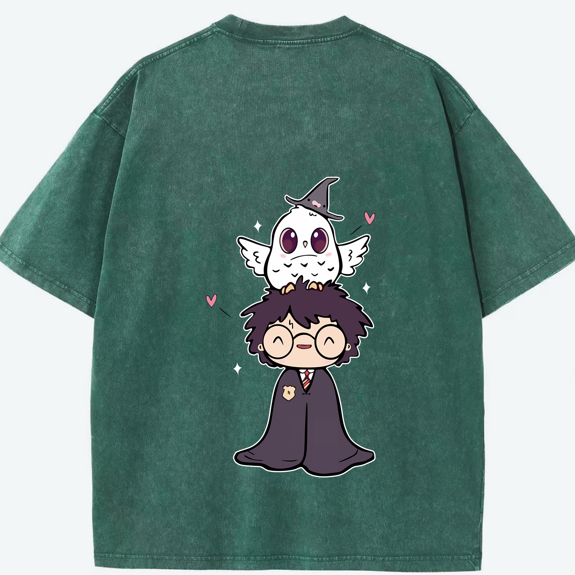 （画像用） Harry Potter ハリー・ポッターシリーズ 綿100% ヴィンテージ風 半袖Tシャツ（背面プリント）